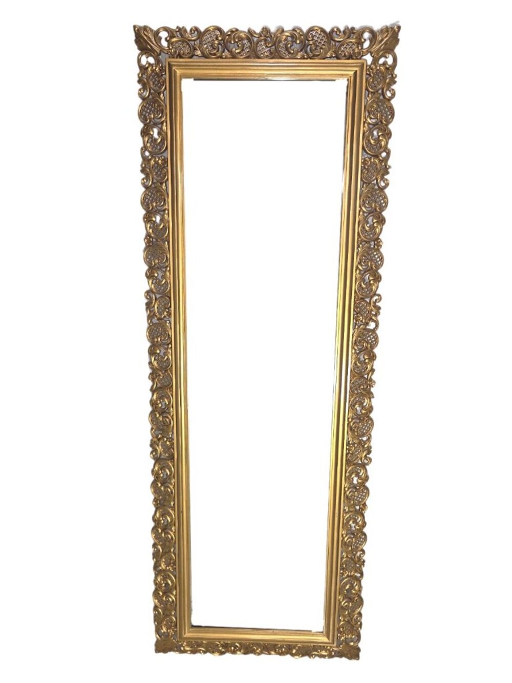 Vintage 49.5 X 18  Gold Ornate Full Length Hollywood Regency Syroco Wall Mirror